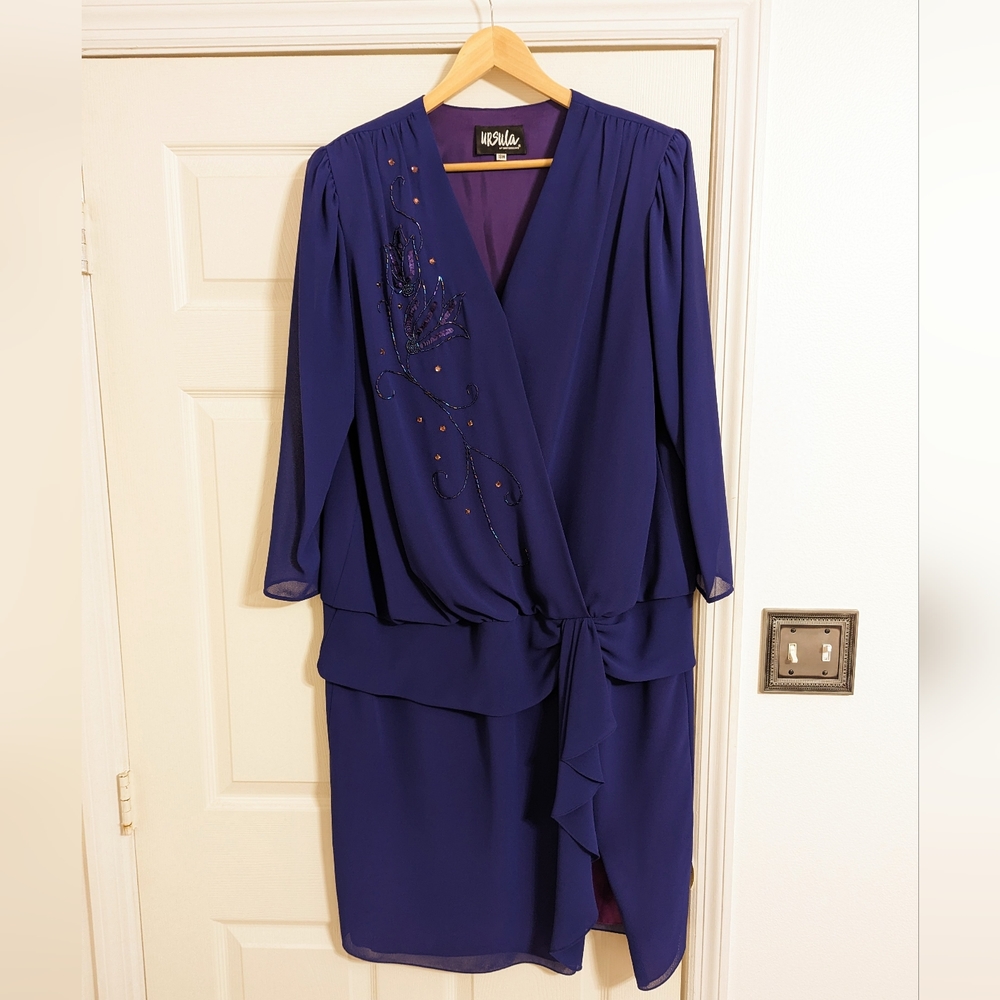 Vintage purple sequin Evening dress Ursula of Switzerland size 18W